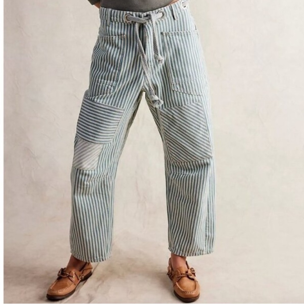 We The Free People Railroad Moxie Low-Slung Pull On Barrel In Railroad - Picture 2 of 10
